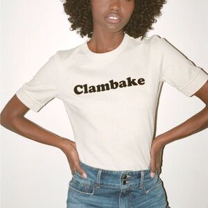 Goop x Frame Clambake cotton tee in cream. Size medium NWT